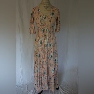 Jaase Peach Floral Maxi Dress